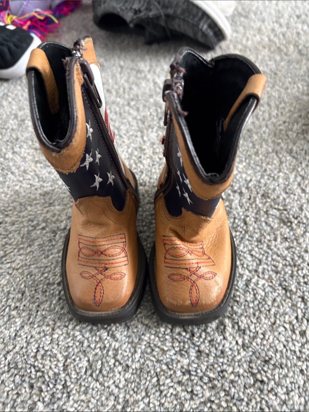 Baby Western Cowboy Boots in Tan and Blue with Star Accent
